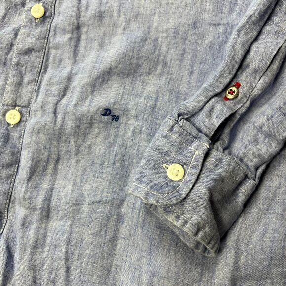 Diesel Men's 100% Linen Blue Button Down Long Sleeve Size S - Picture 6 of 6